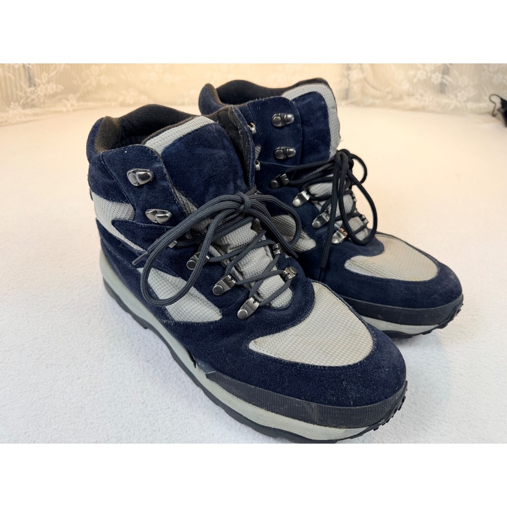 LL Bean Hiking Boots Mens 13 Navy Grey Suede Gorpcore Trail Hiking Shoes